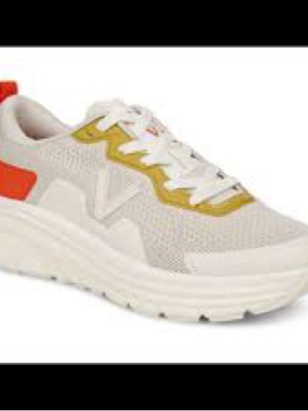 Vionic Women's Cream Knit Athletic Sneakers with Golden Yellow and Orange Accent